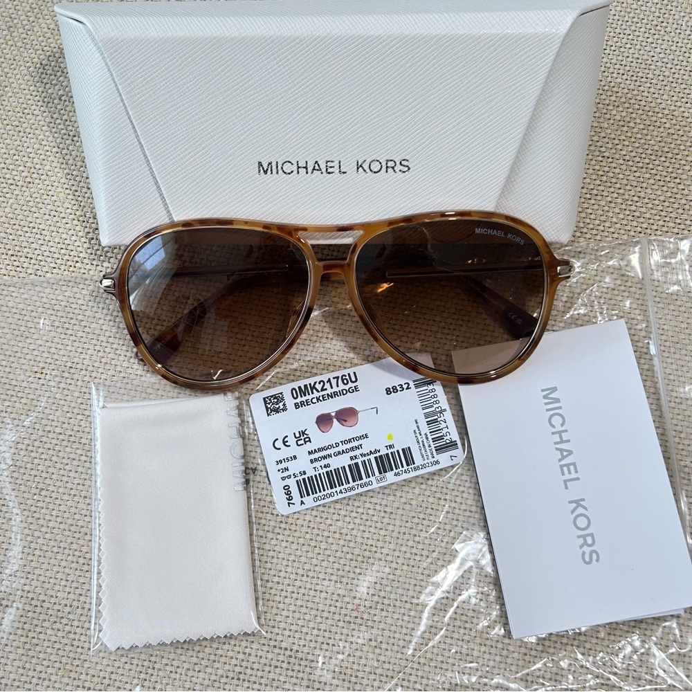 NEW MICHAEL KORS Breckenridge Round Tinted Sunglasses MK2176U Marigold Tortoise - Picture 6 of 9